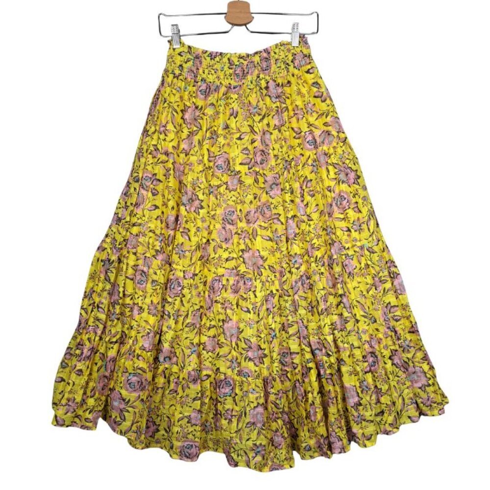 Anthropologie Clarabella Yellow Floral Maxi Skirt Sz. XS - Picture 3 of 10